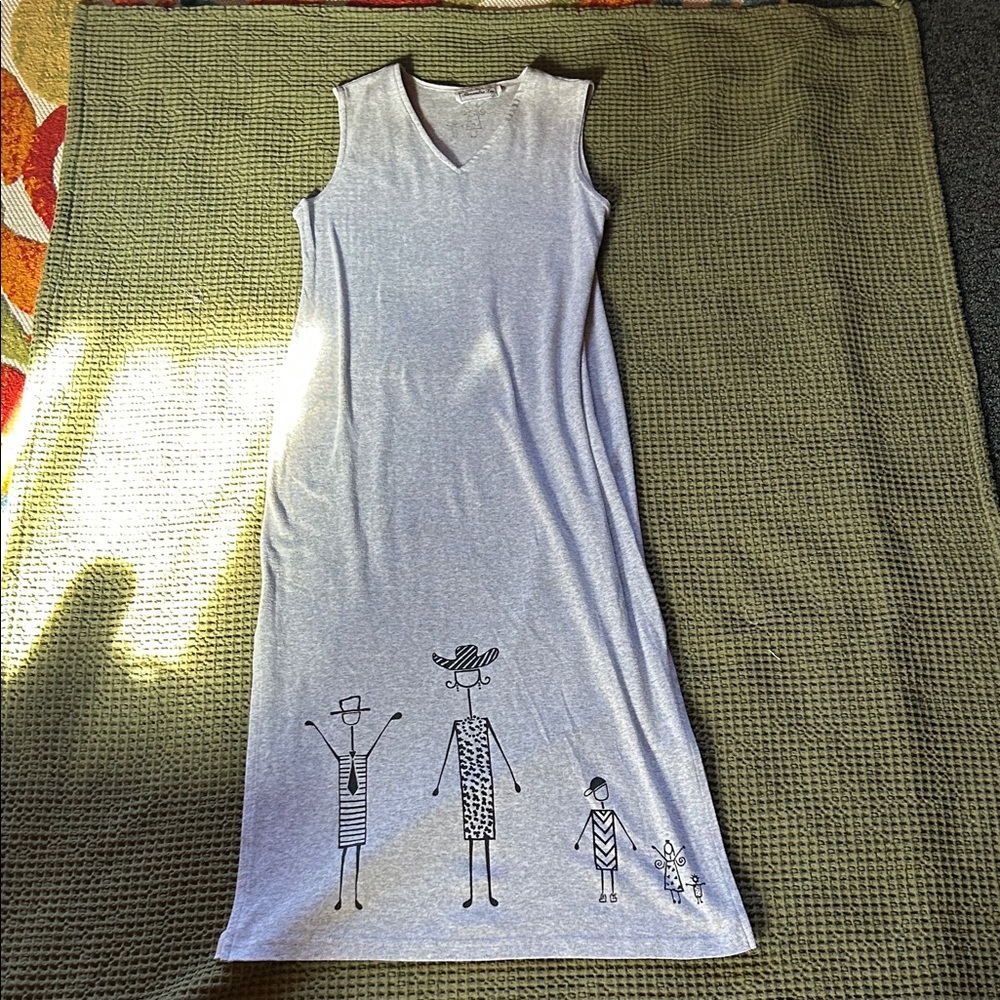 Vintage 90s Alexandra Lee Dress Grey Sleeveless Maxi